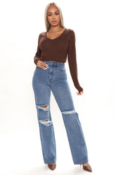 Keep It Straight Non Stretch Ripped Jeans - Medium Blue Wash Ins Street